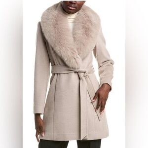 Sofia Cashmere Rare Color Fox Collar Sofia Coat, Size 8